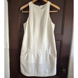 TRINA TURK | White Sleeveless Drop Waist Mod Style Mini Dress | Size Small